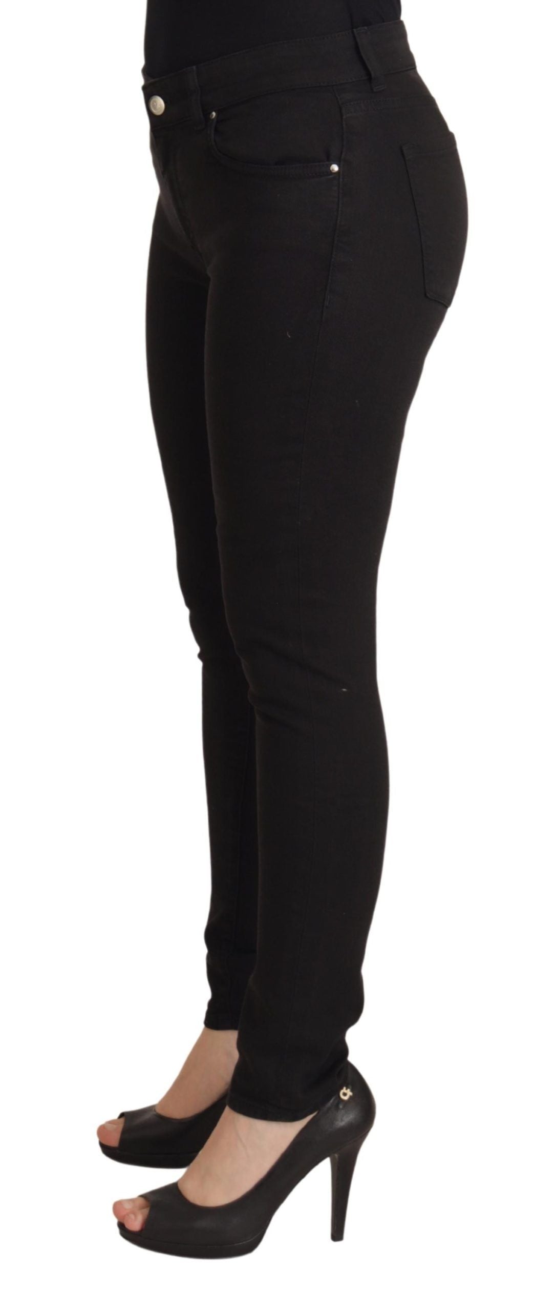 Jean skinny taille moyenne en coton noir Dolce & Gabbana