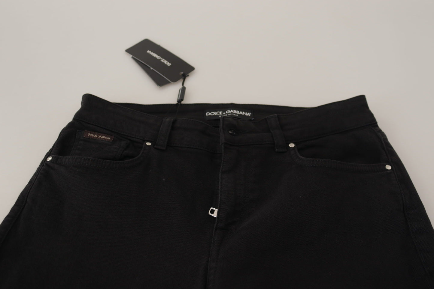 Jean skinny taille moyenne en coton noir Dolce & Gabbana
