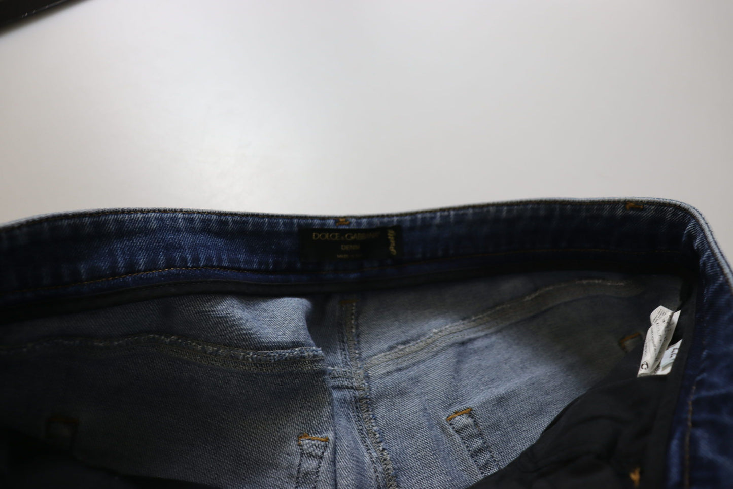 Jean skinny taille basse en coton délavé bleu Dolce & Gabbana