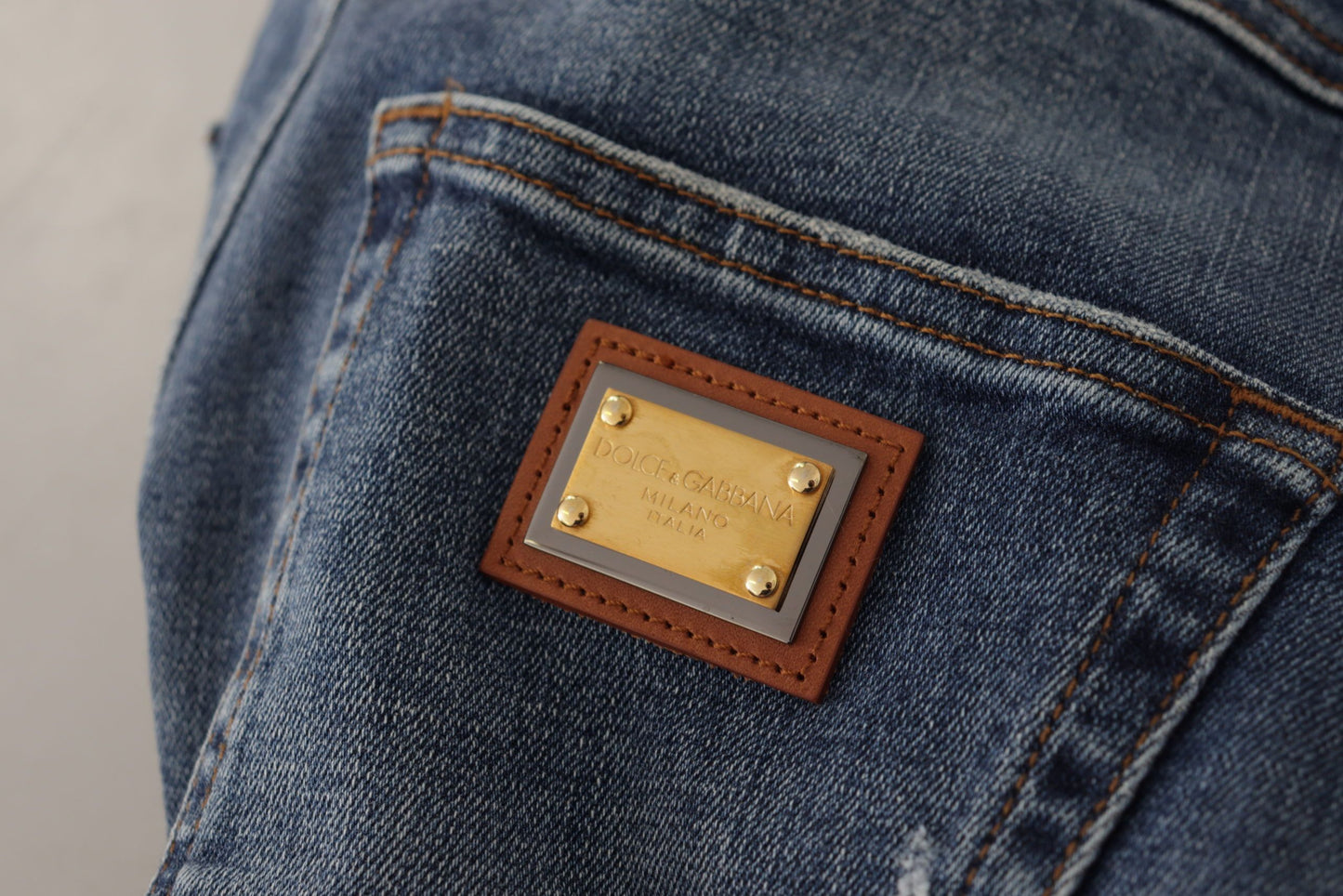 Pantalon en jean bleu Dolce & Gabbana orné de cristaux