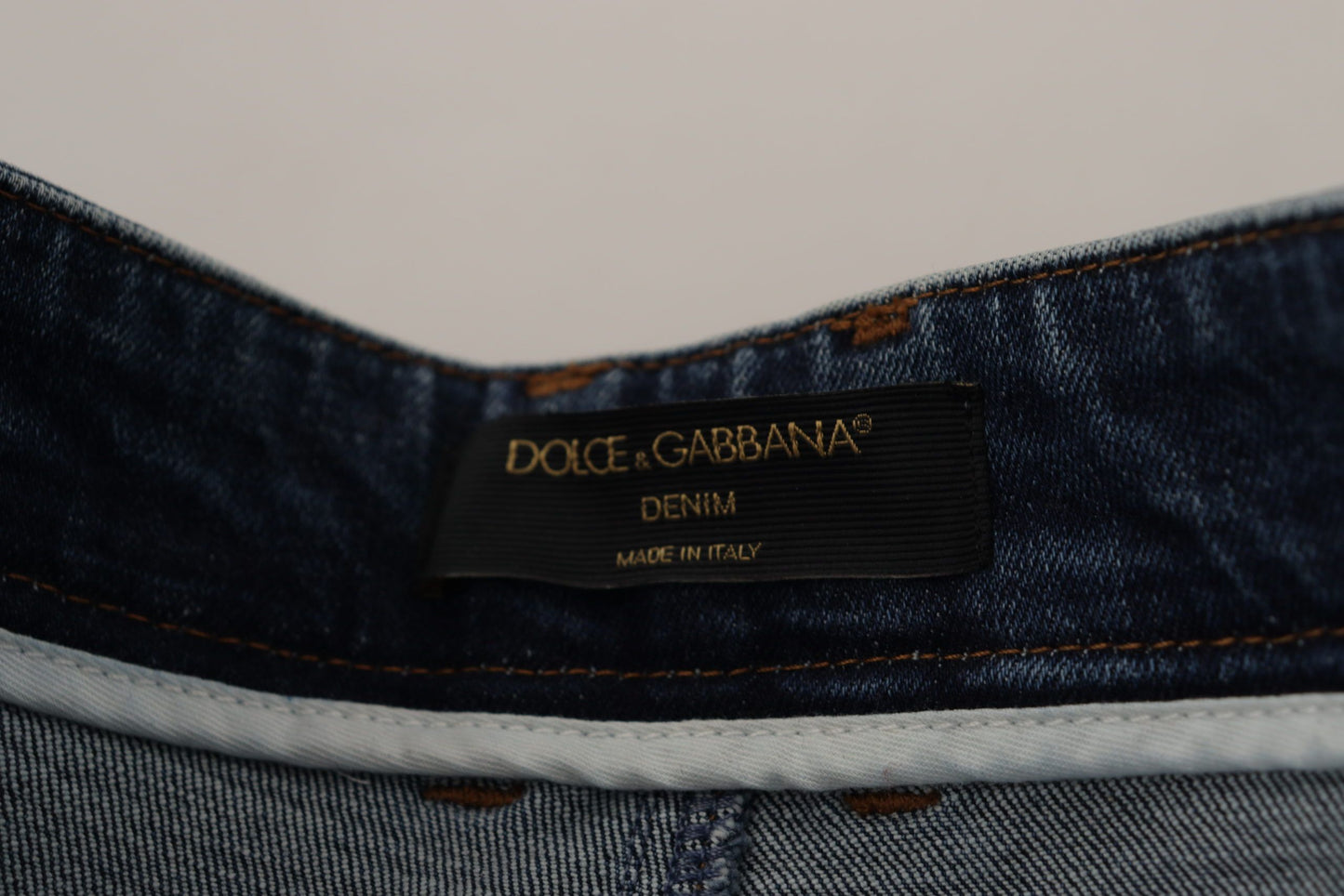 Pantalon en jean bleu Dolce & Gabbana orné de cristaux