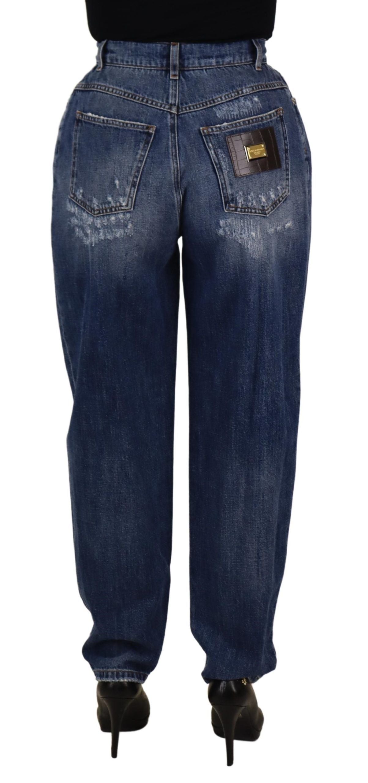 Pantalon ample taille haute bleu délavé Dolce & Gabbana