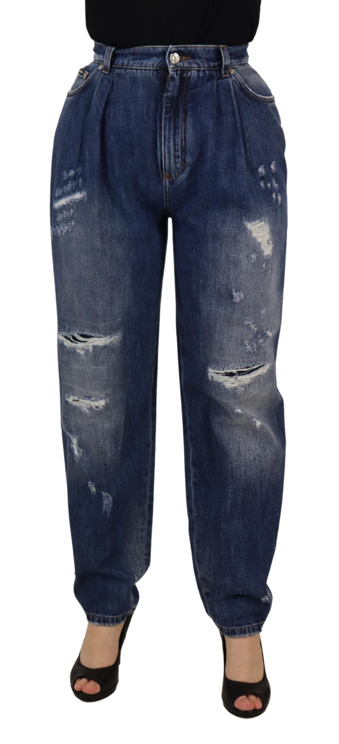 Pantalon ample taille haute bleu délavé Dolce & Gabbana