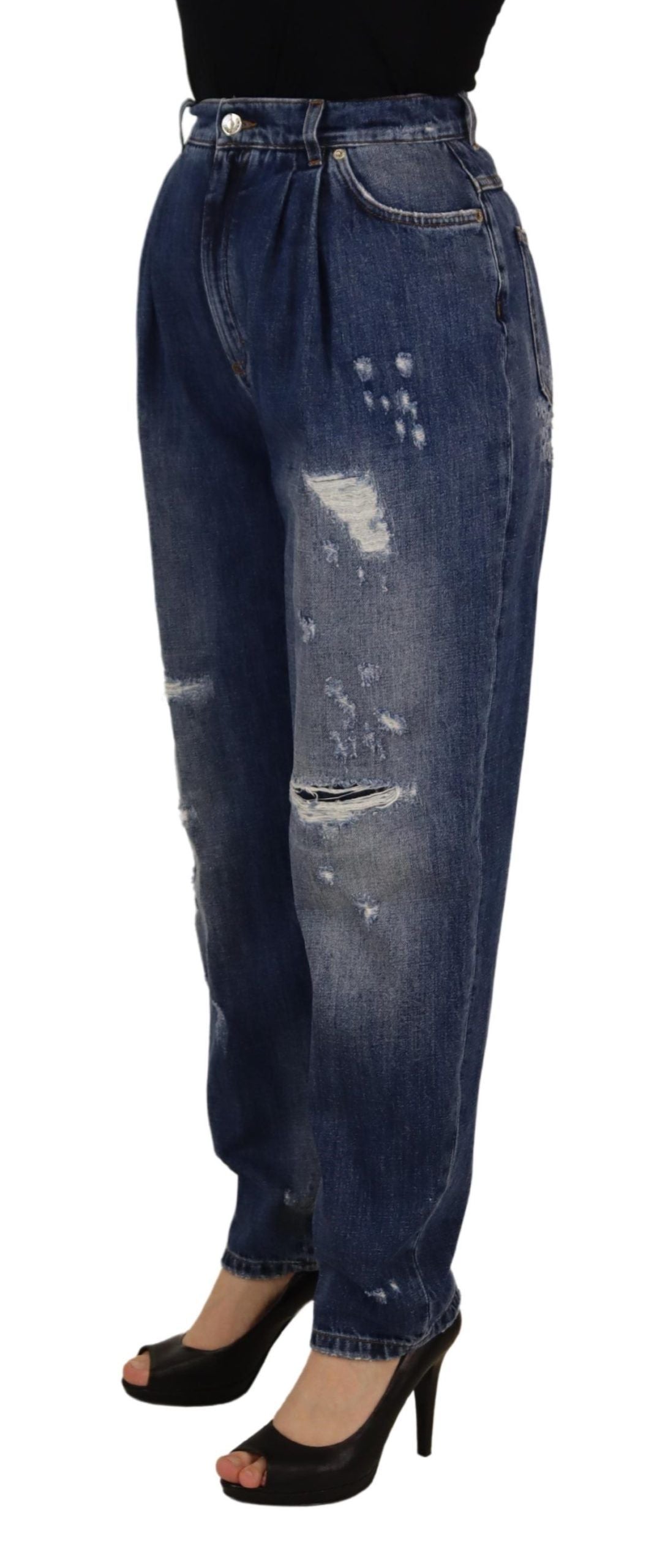 Pantalon ample taille haute bleu délavé Dolce & Gabbana