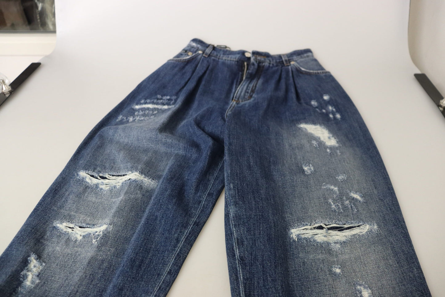Pantalon ample taille haute bleu délavé Dolce & Gabbana