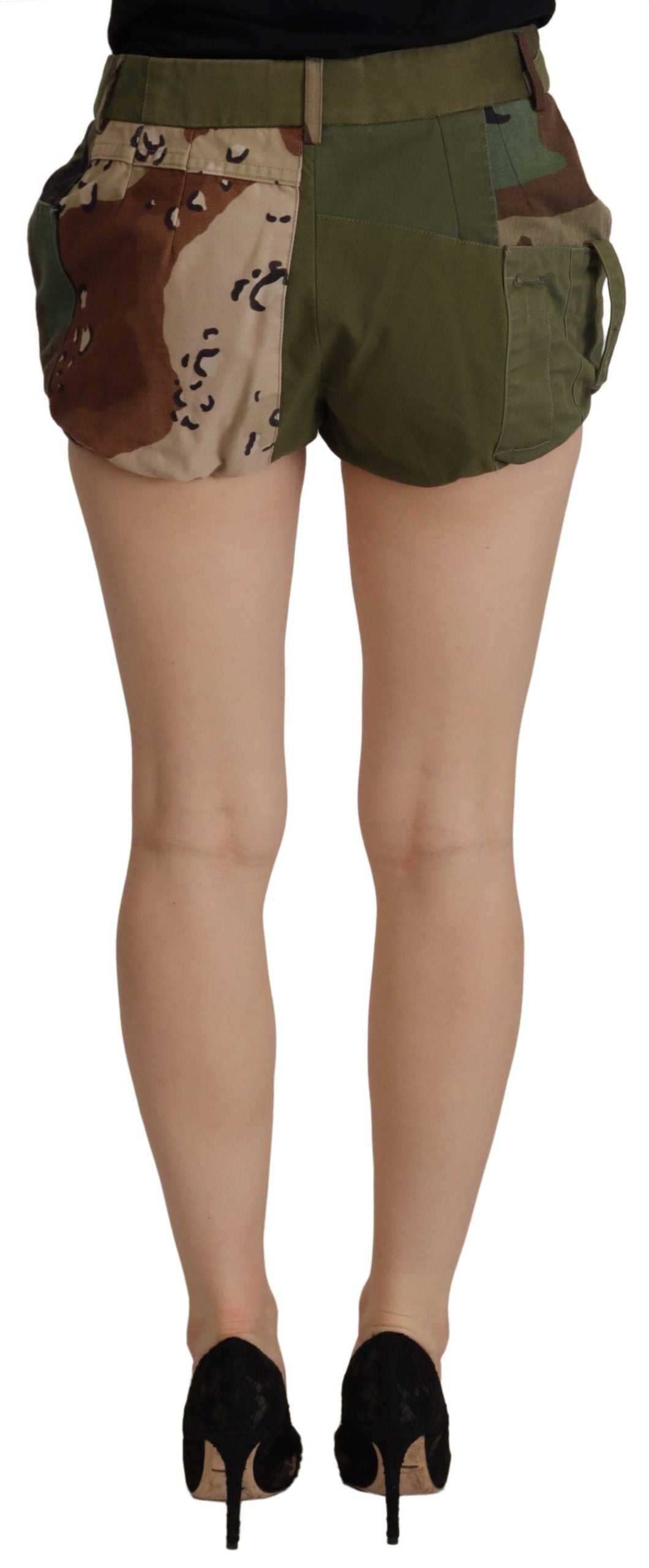 Dolce & Gabbana Grüne Hotpants mit hoher Taille aus Baumwolle