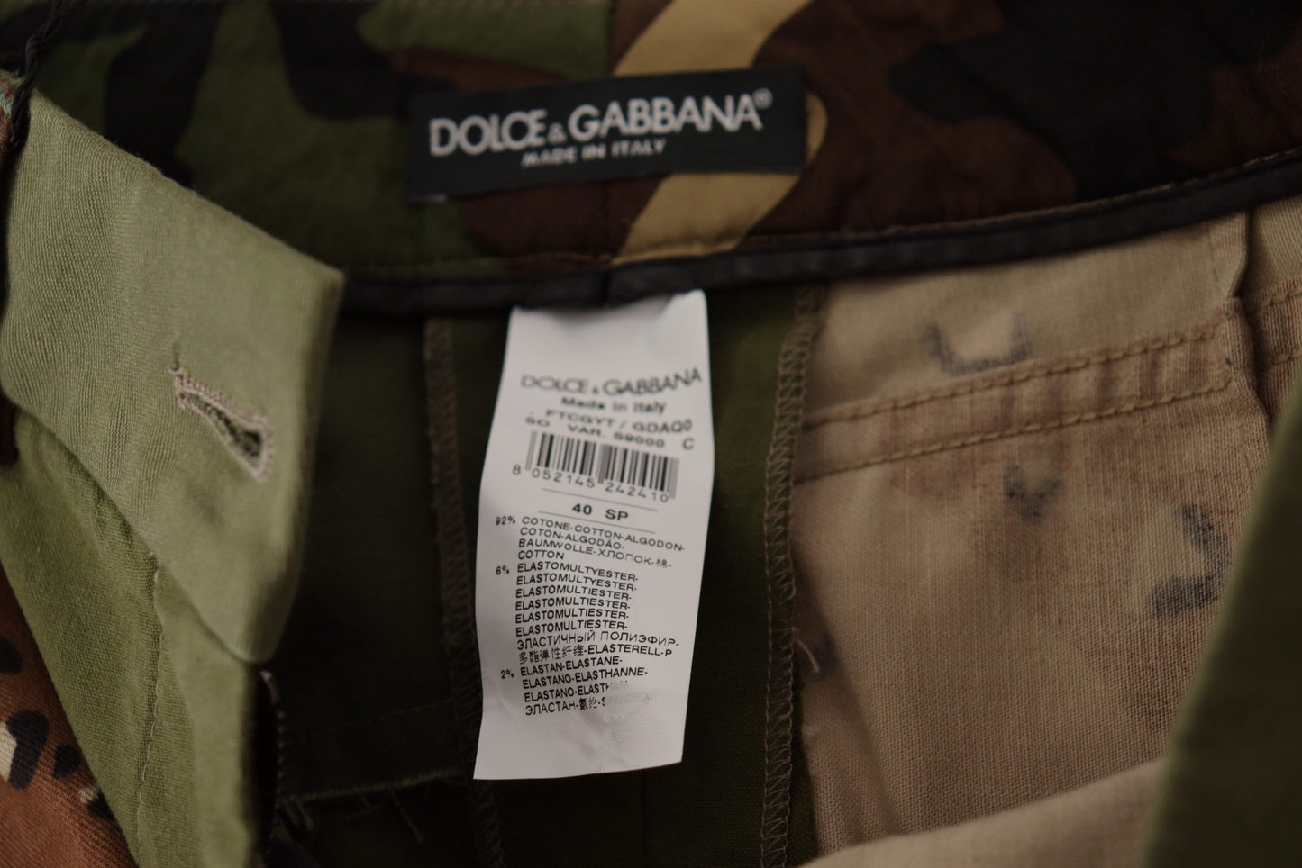Dolce & Gabbana Grüne Hotpants mit hoher Taille aus Baumwolle