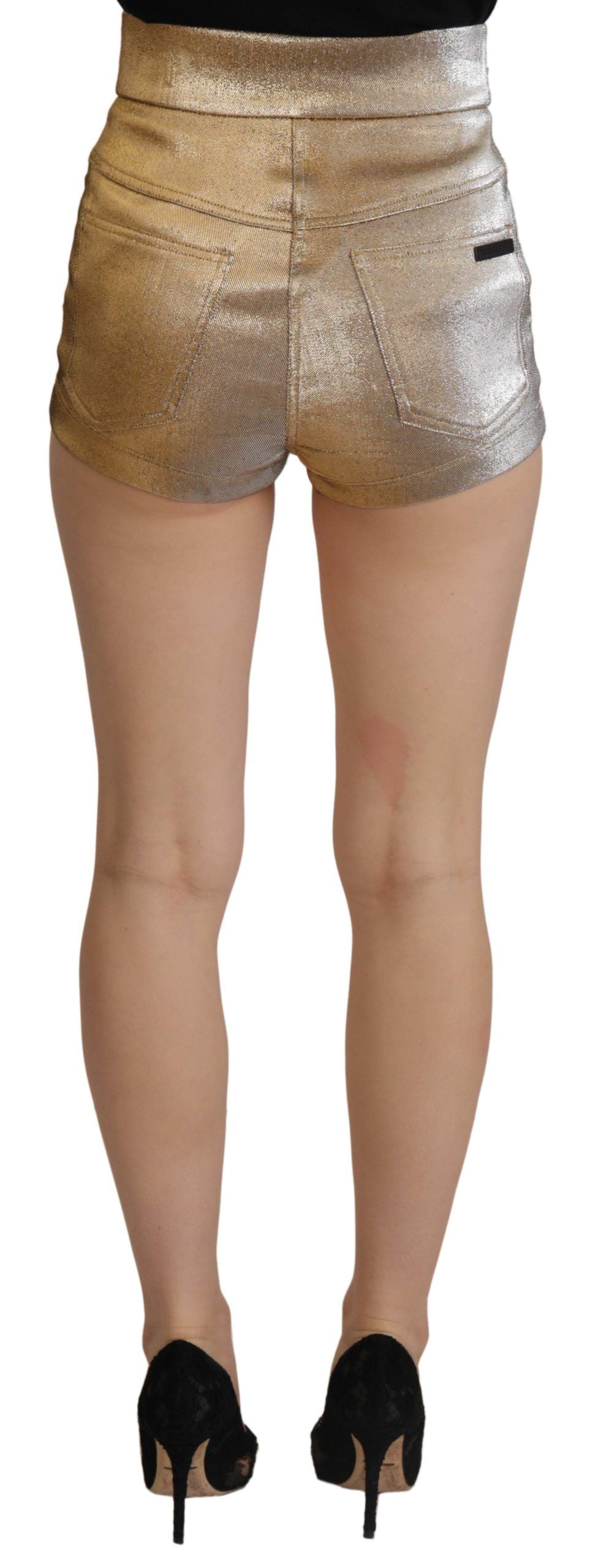 Short chaud pailleté en coton mélangé doré Dolce & Gabbana