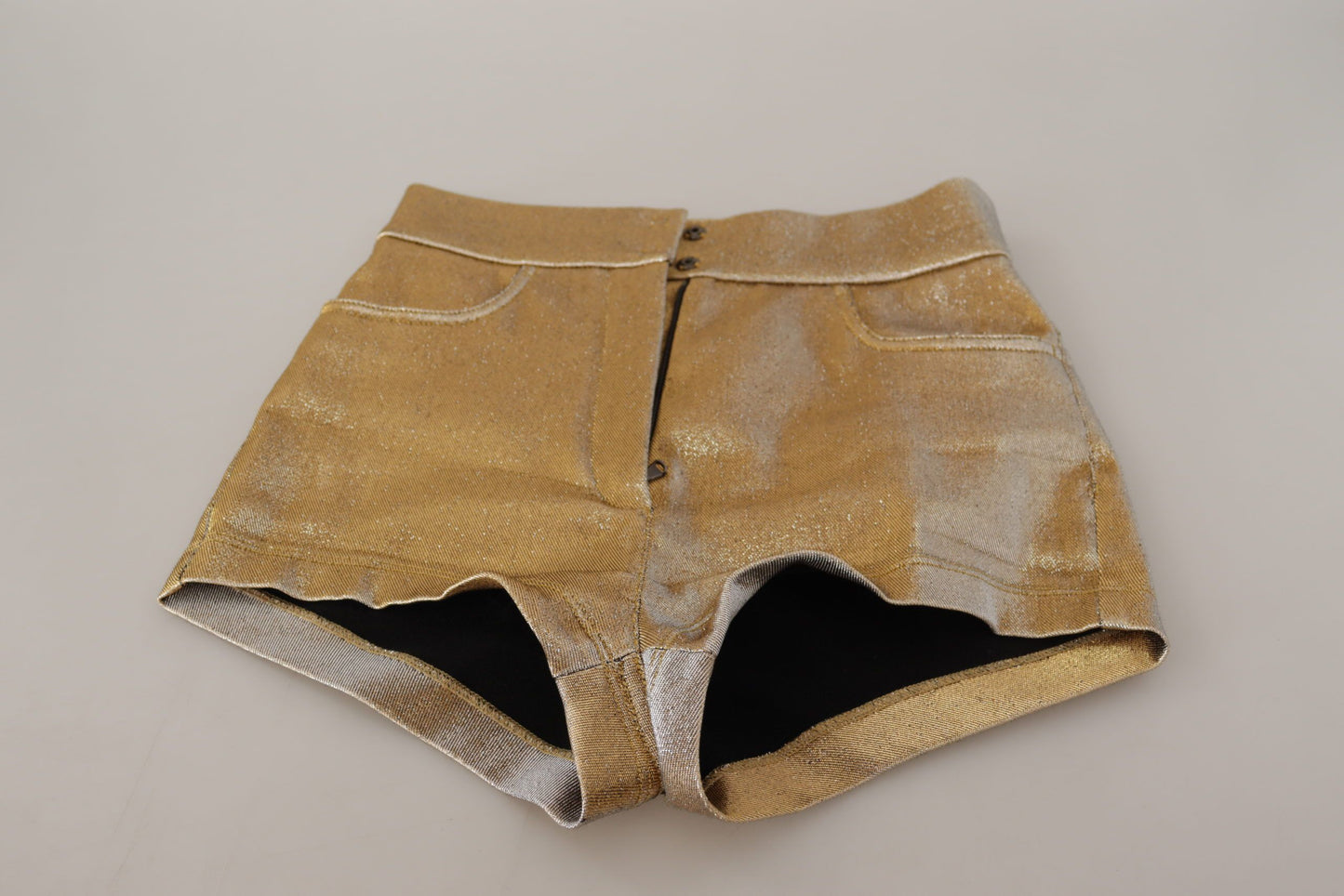 Short chaud pailleté en coton mélangé doré Dolce & Gabbana