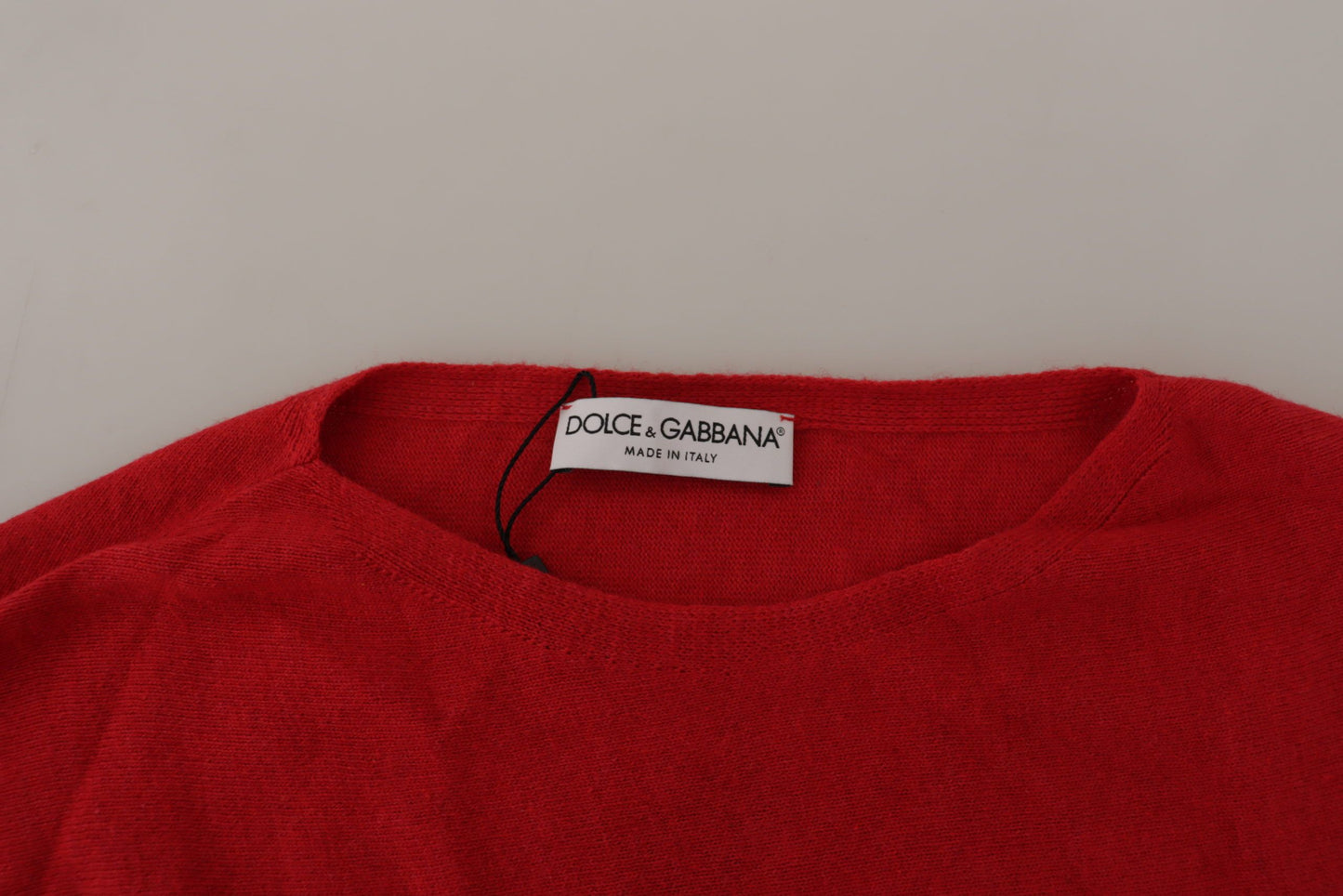 Pull col rond en maille de laine rouge Dolce & Gabbana