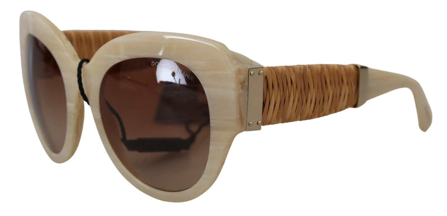 Lunettes de soleil Dolce & Gabbana en acétate beige à monture intégrale et verres marron DG4294