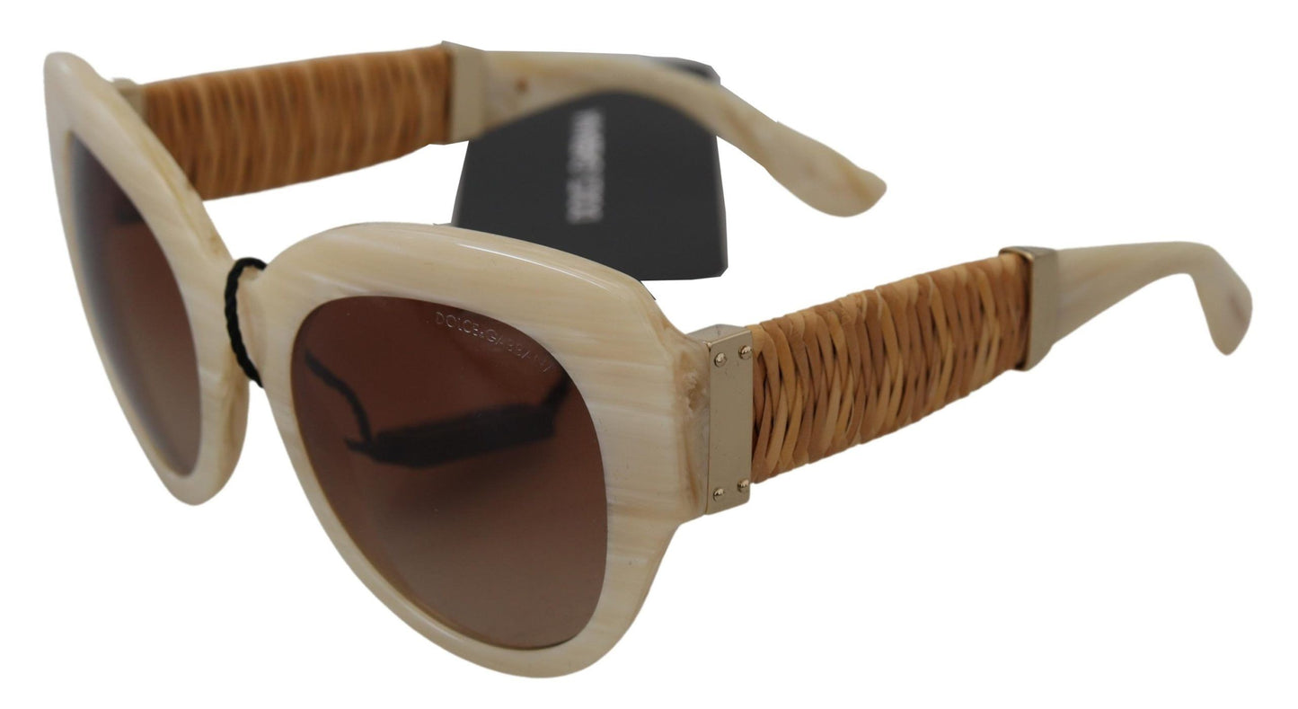 Lunettes de soleil Dolce & Gabbana en acétate beige à monture intégrale et verres marron DG4294
