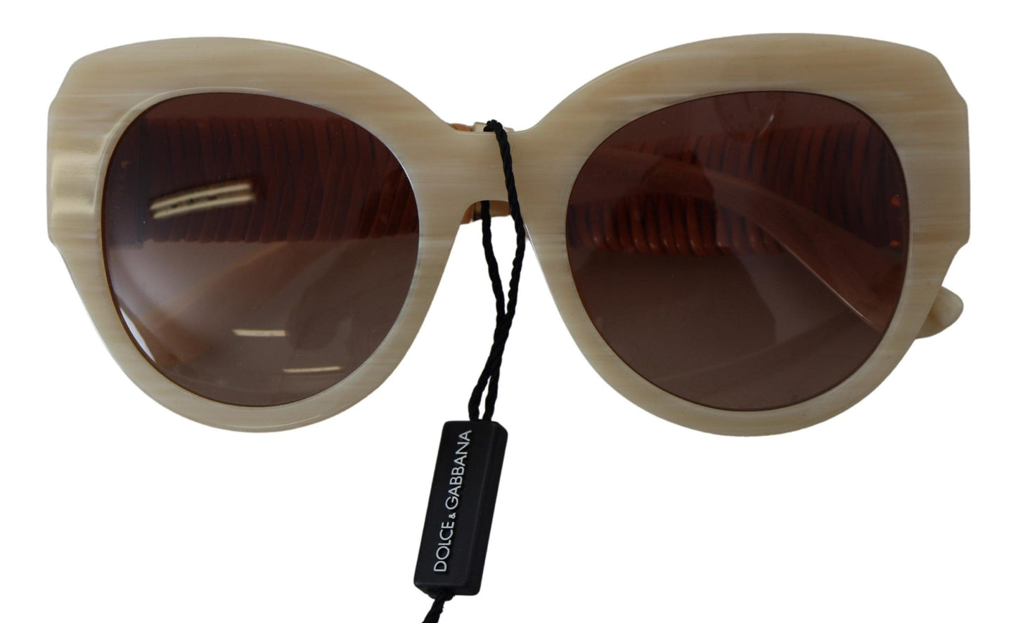 Lunettes de soleil Dolce & Gabbana en acétate beige à monture intégrale et verres marron DG4294