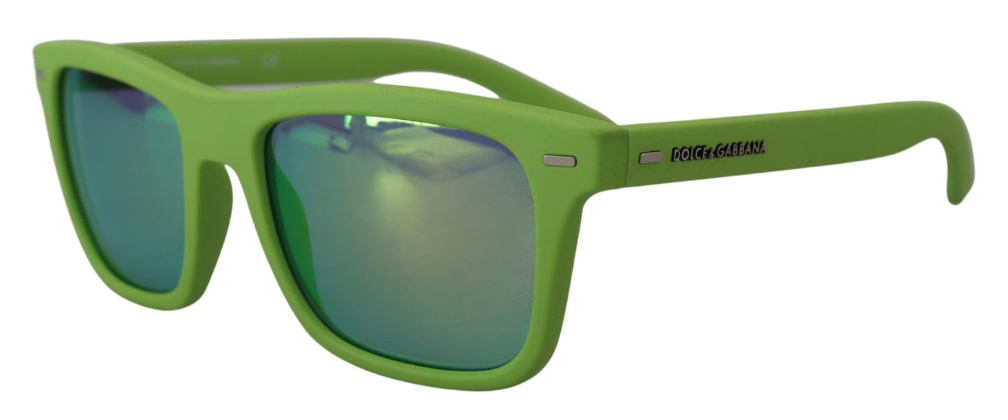 Lunettes de soleil Dolce & Gabbana à monture intégrale en caoutchouc vert DG6095 Acid