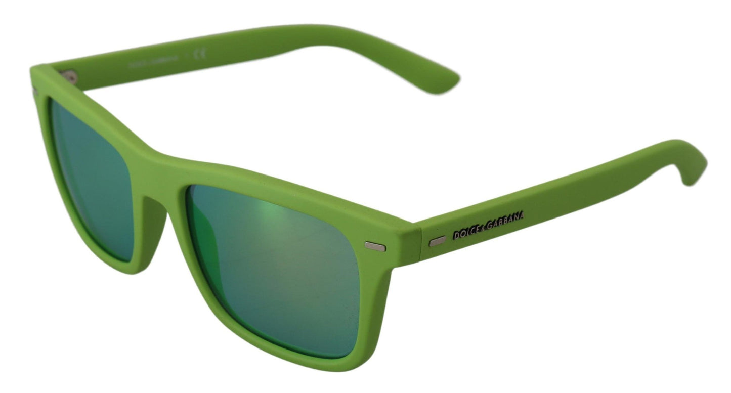 Lunettes de soleil Dolce & Gabbana à monture intégrale en caoutchouc vert DG6095 Acid