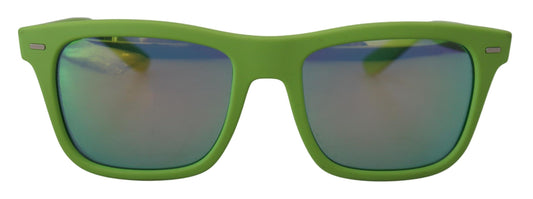 Lunettes de soleil Dolce & Gabbana à monture intégrale en caoutchouc vert DG6095 Acid