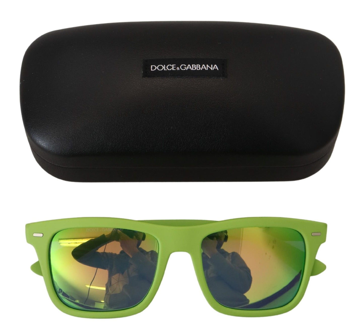 Lunettes de soleil Dolce & Gabbana à monture intégrale en caoutchouc vert DG6095 Acid