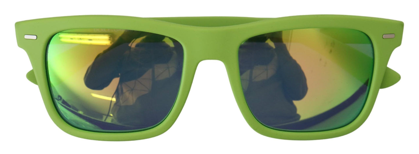Lunettes de soleil Dolce & Gabbana à monture intégrale en caoutchouc vert DG6095 Acid