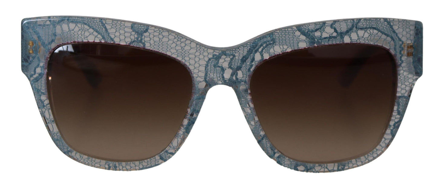 Lunettes de soleil rectangulaires en acétate et dentelle bleue Dolce & Gabbana DG4231