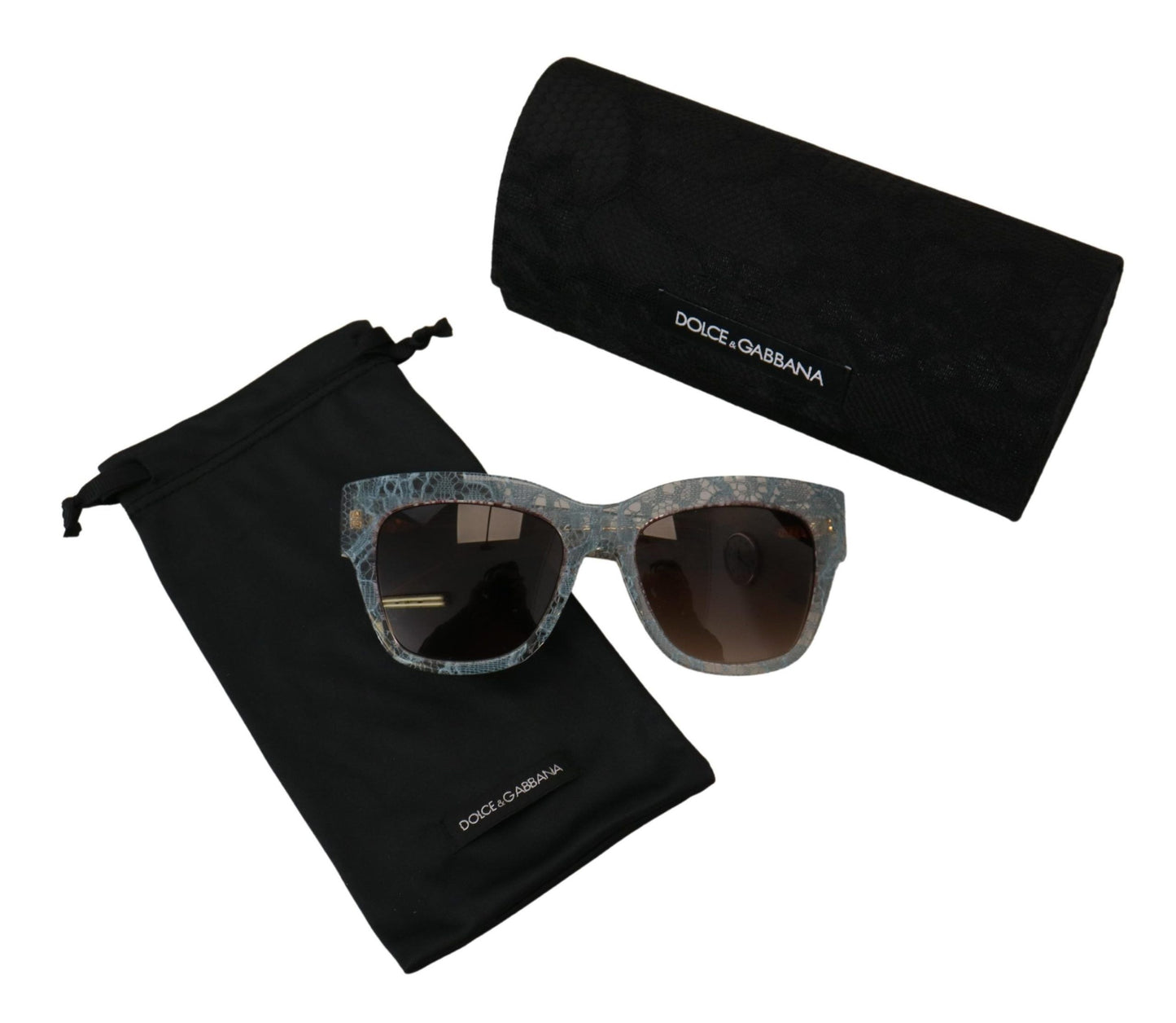 Lunettes de soleil Dolce & Gabbana DG4231 en dentelle bleue, acétate et cristal papillon