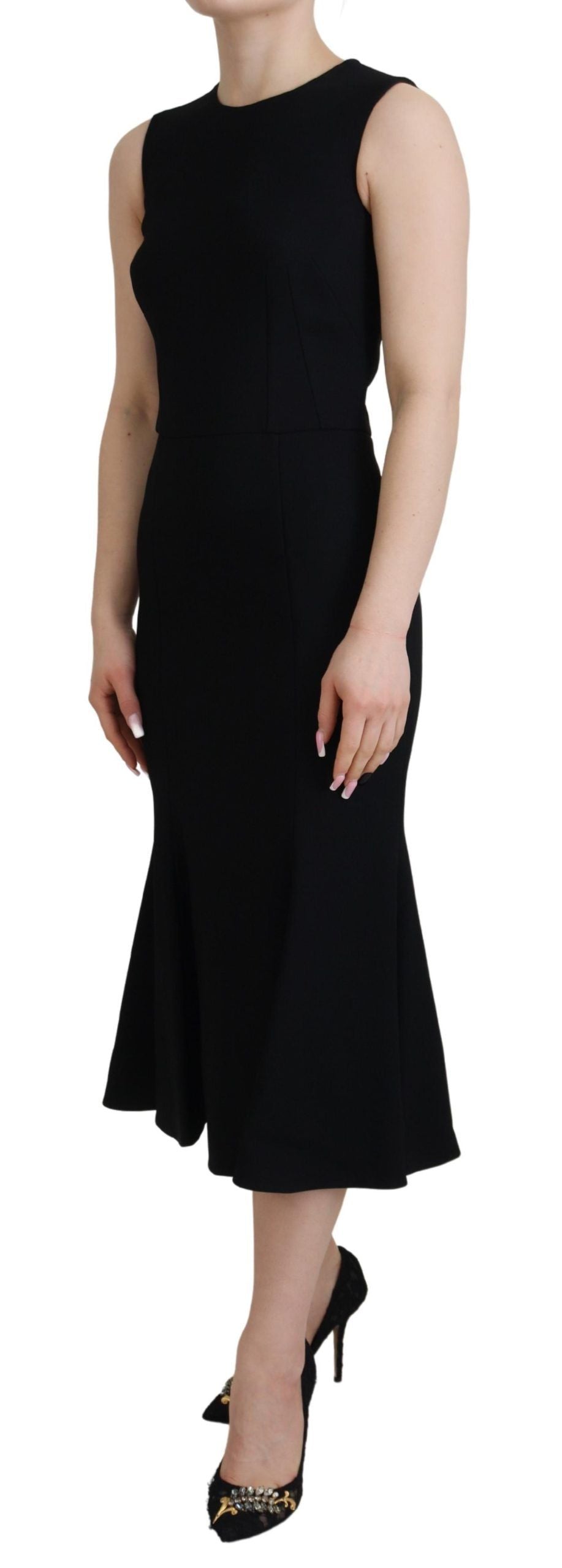 Robe fourreau évasée noire en viscose Dolce & Gabbana