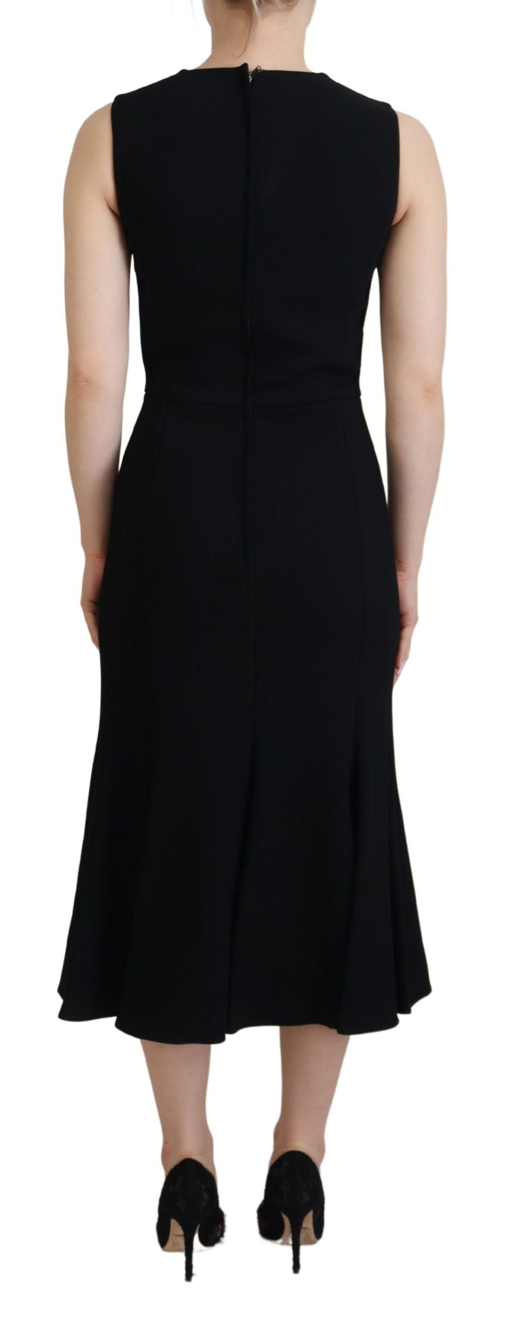 Robe fourreau évasée noire en viscose Dolce & Gabbana