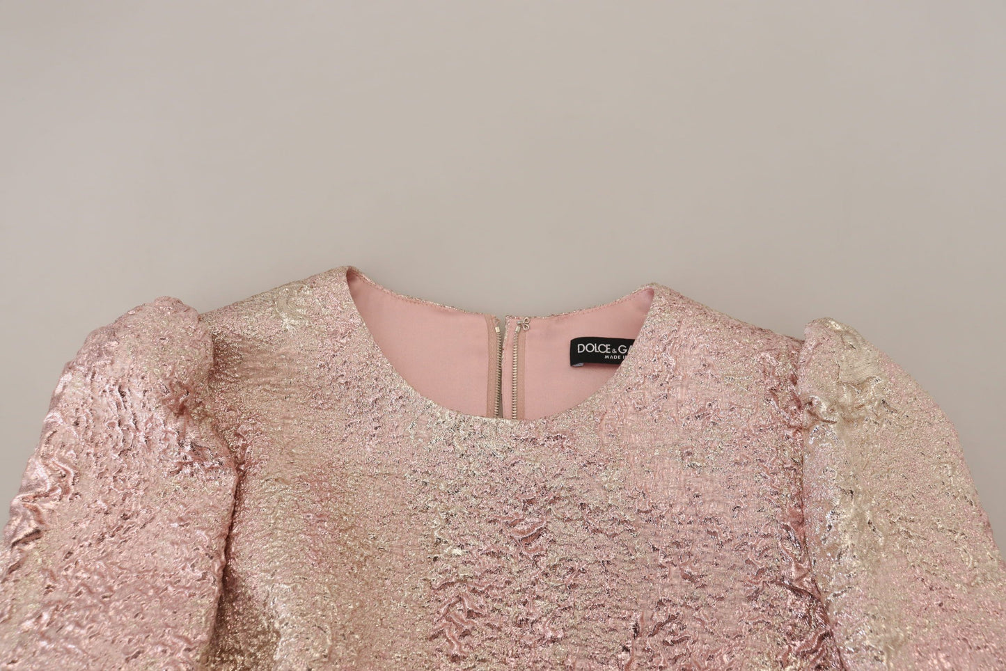 Robe fourreau mi-longue en jacquard rose à manches 3/4 Dolce & Gabbana