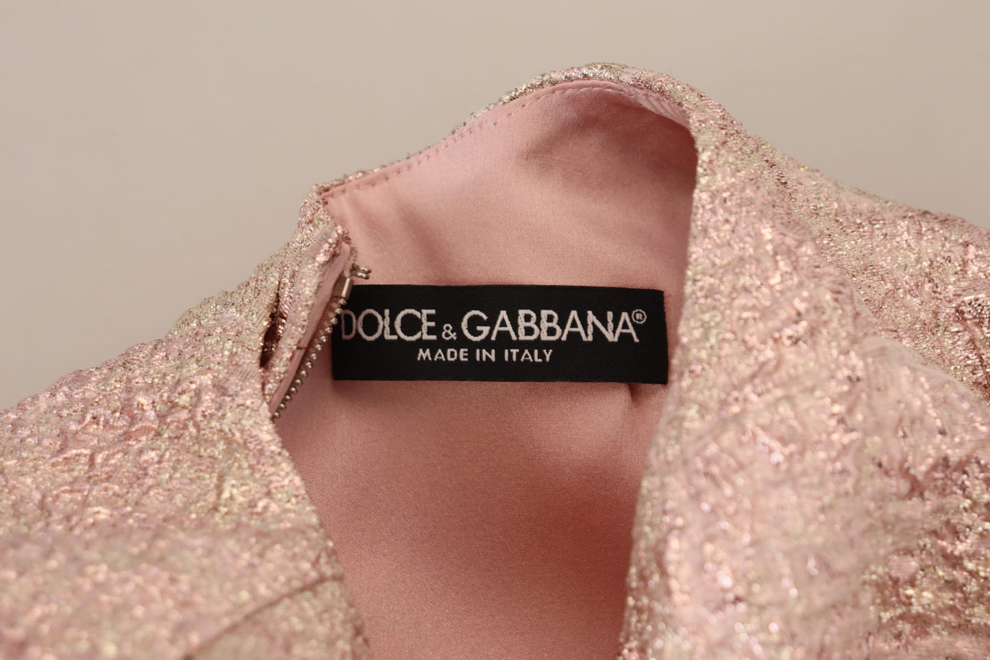 Robe fourreau mi-longue en jacquard rose à manches 3/4 Dolce & Gabbana