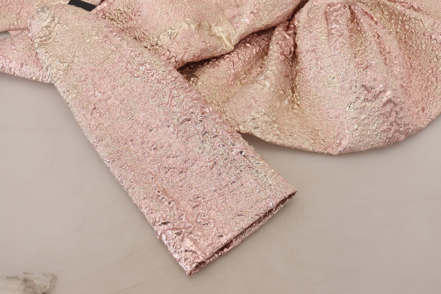Robe fourreau mi-longue en jacquard rose à manches 3/4 Dolce & Gabbana