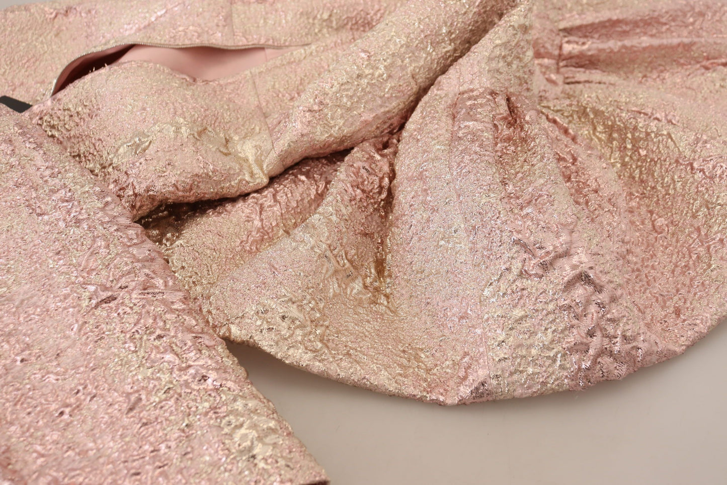 Robe fourreau mi-longue en jacquard rose à manches 3/4 Dolce & Gabbana