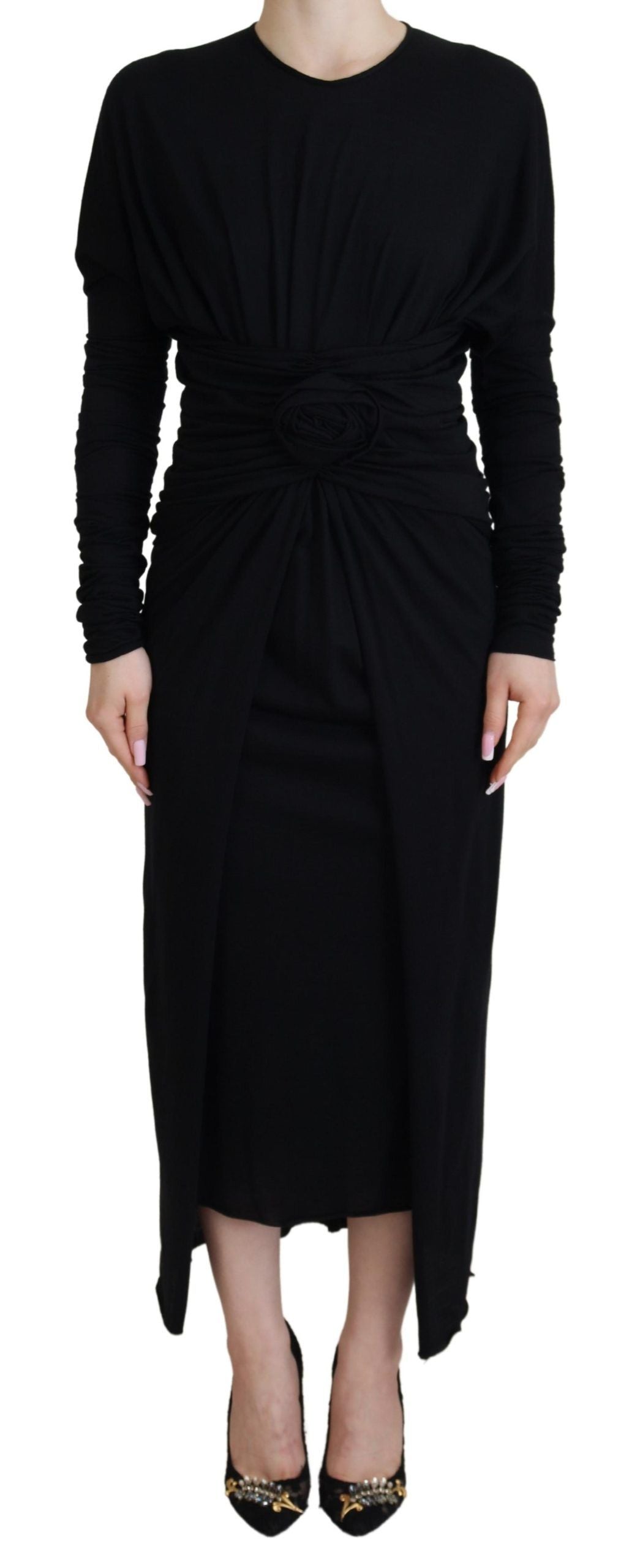 Robe fourreau mi-longue noire en laine Dolce & Gabbana