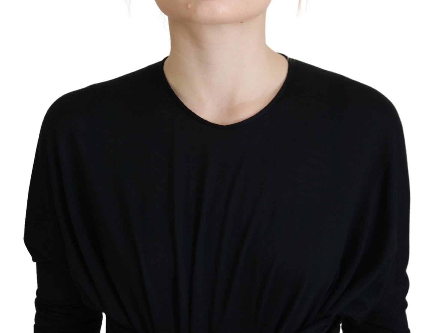 Robe fourreau mi-longue noire en laine Dolce & Gabbana