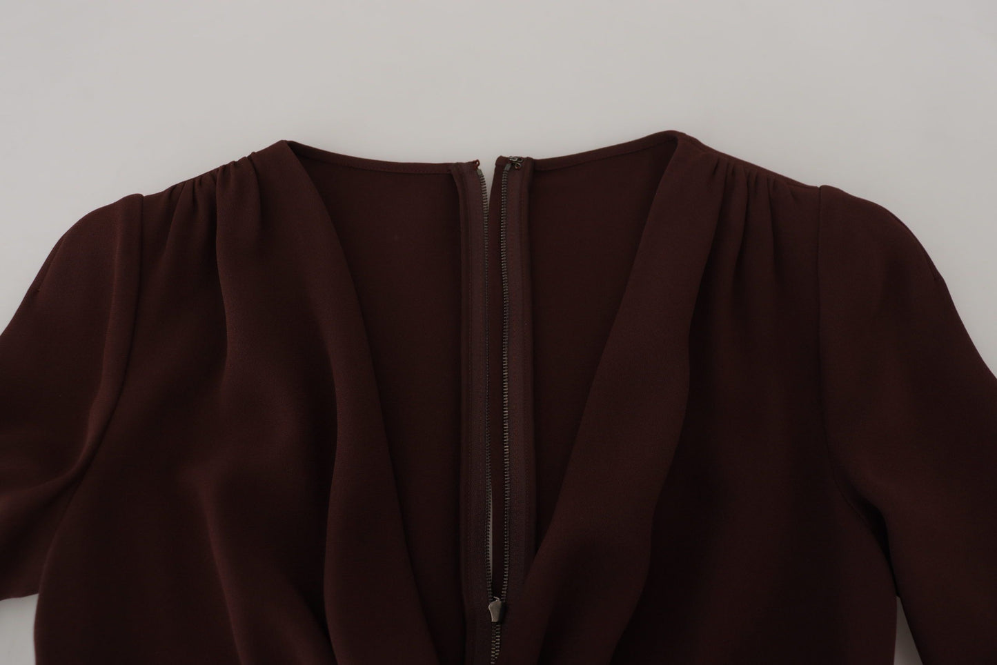 Robe mi-longue extensible marron à manches longues et portefeuille Dolce & Gabbana