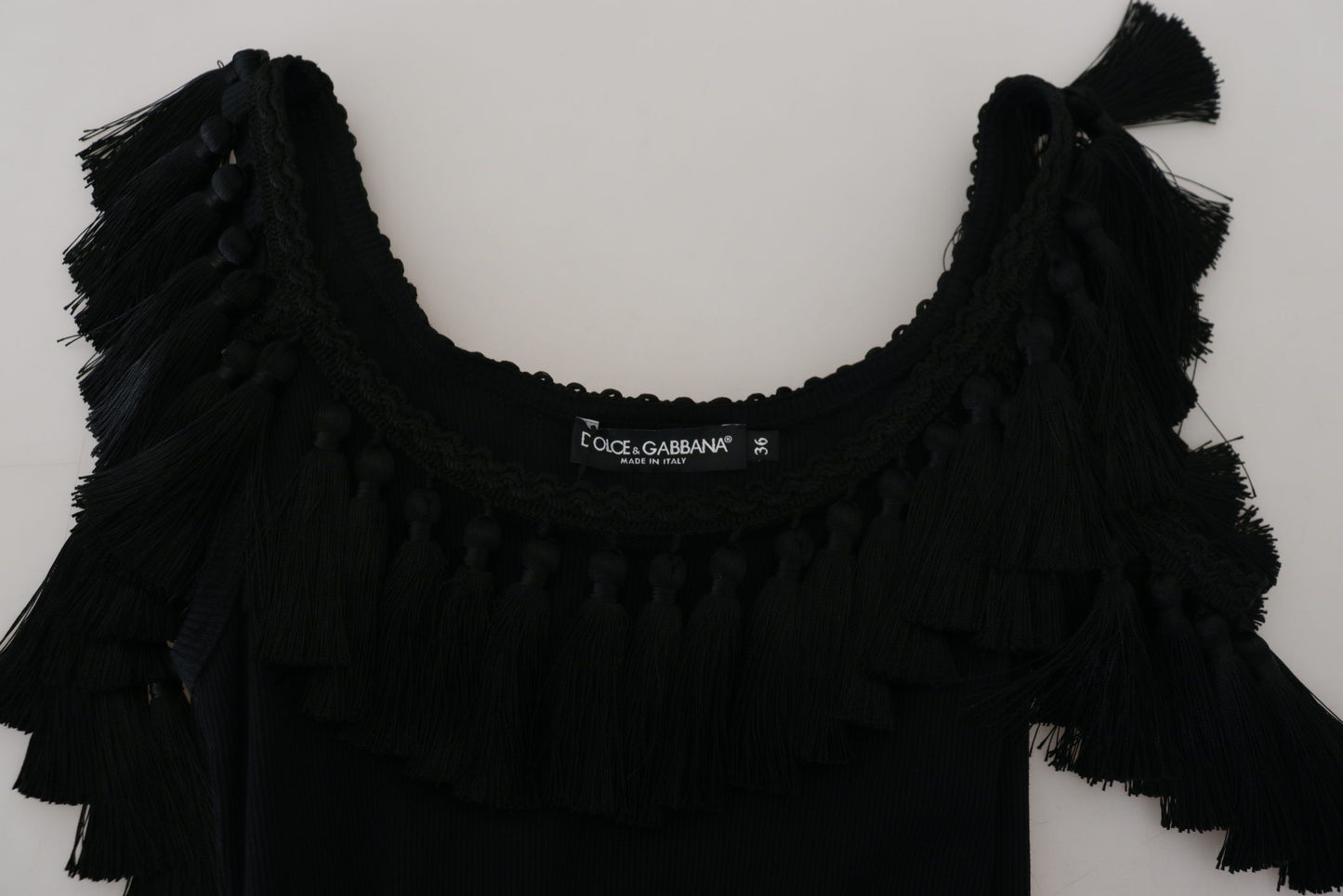 Chemisier débardeur noir Dolce & Gabbana en coton à pampilles