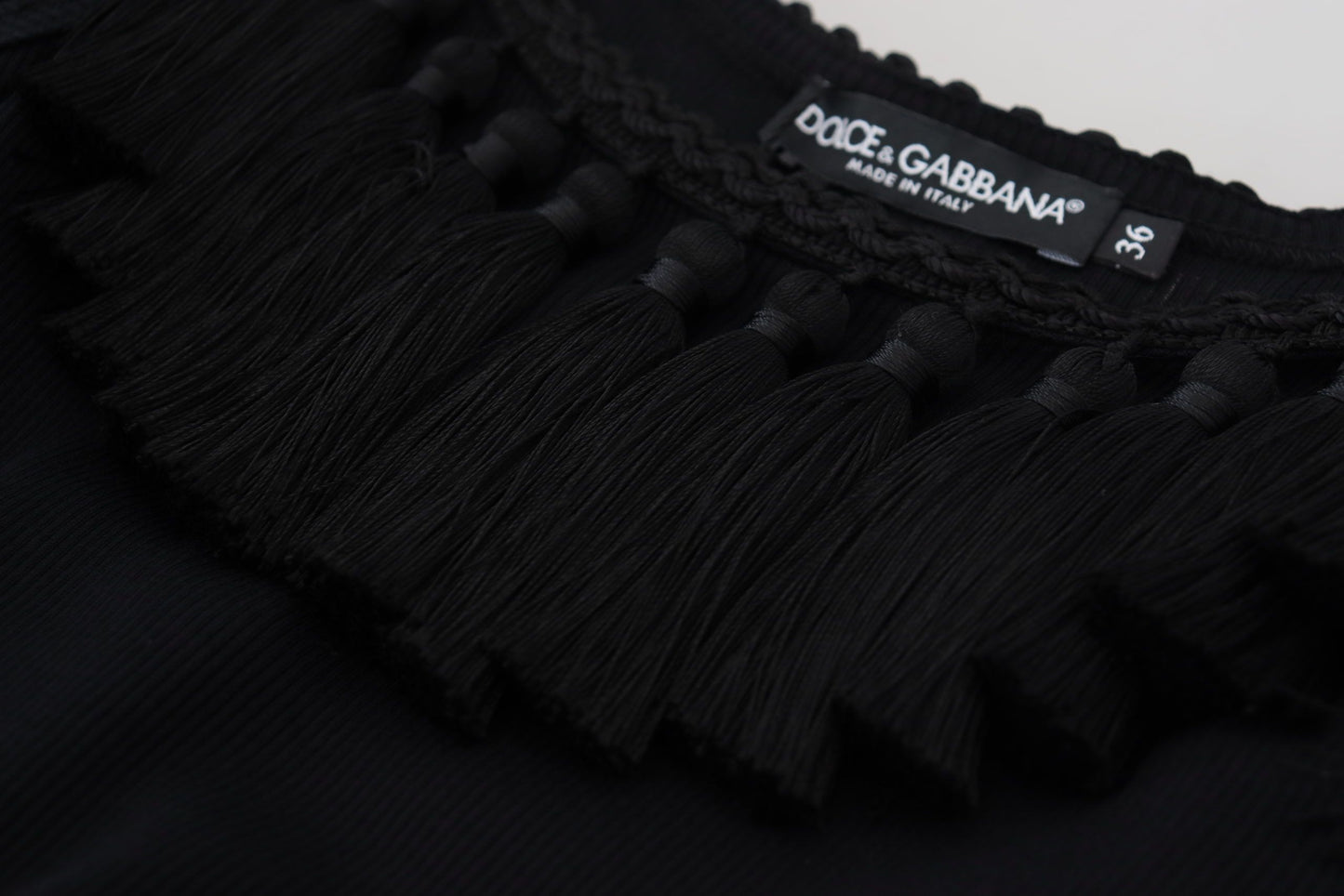 Chemisier débardeur noir Dolce & Gabbana en coton à pampilles