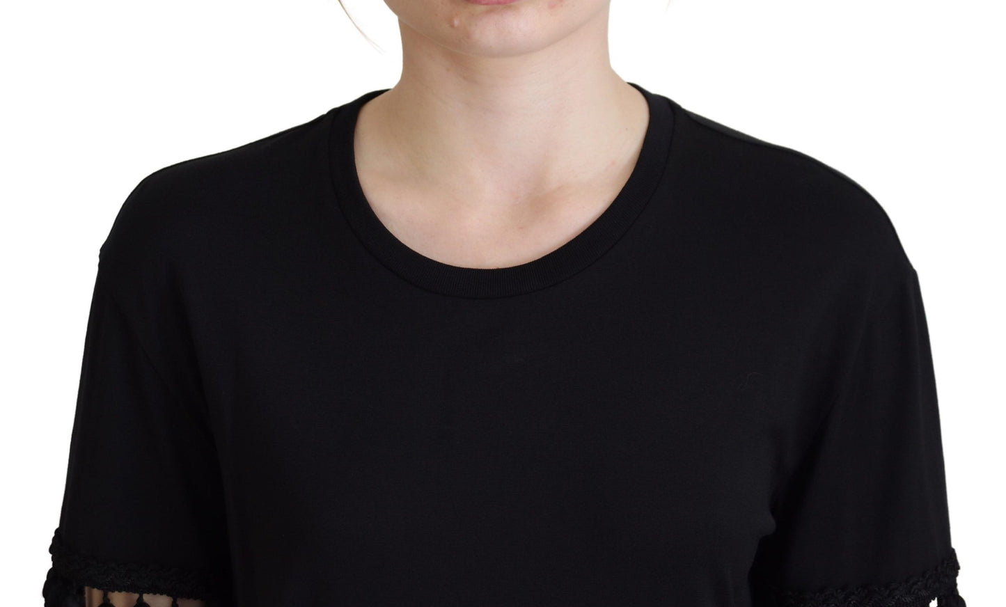 Chemisier t-shirt noir Dolce & Gabbana en coton à pampilles