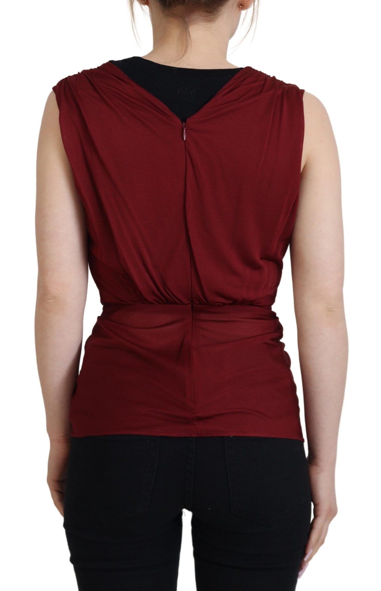 Chemisier débardeur en soie stretch bordeaux Dolce & Gabbana