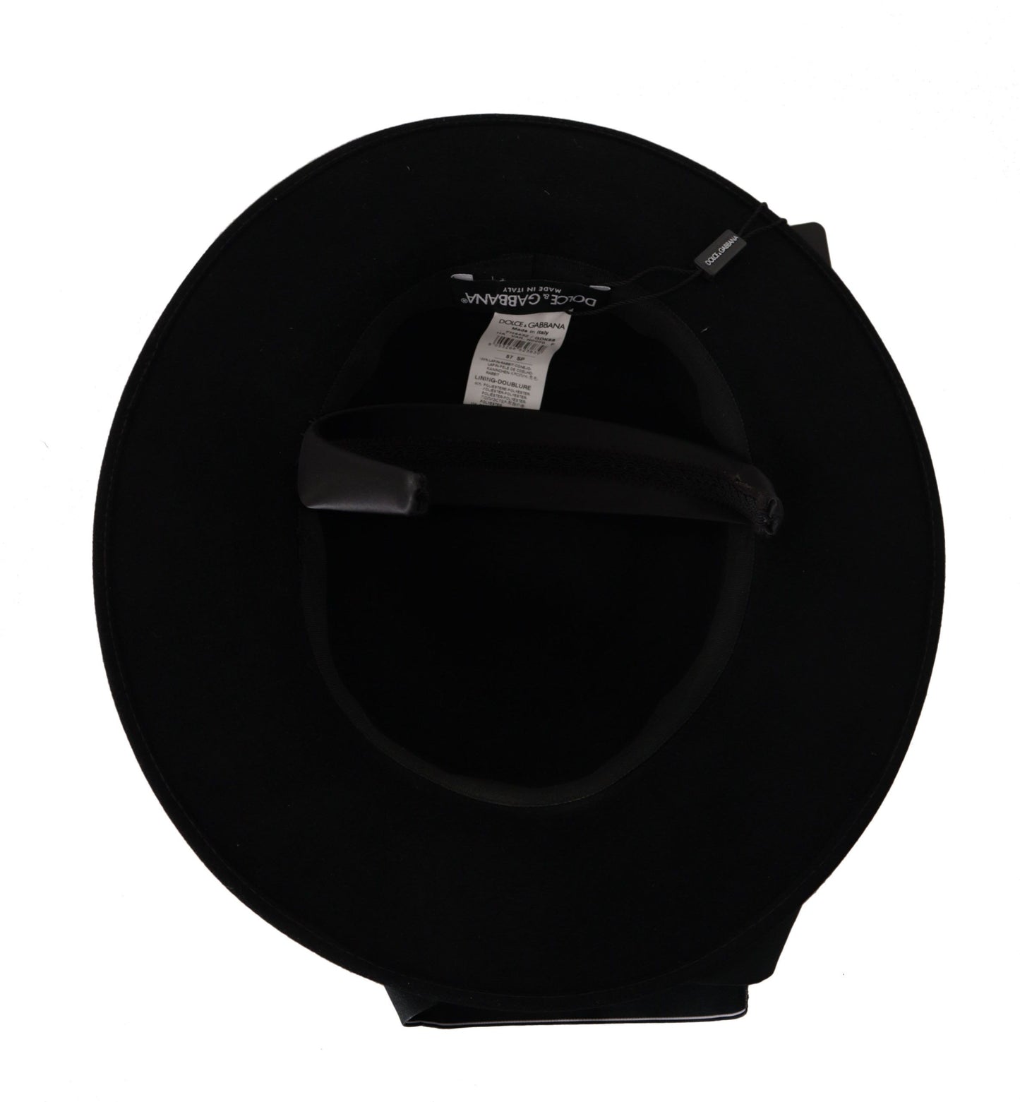 Chapeau Fedora Dolce & Gabbana avec broche en forme de cœur et plumes en cristal noir