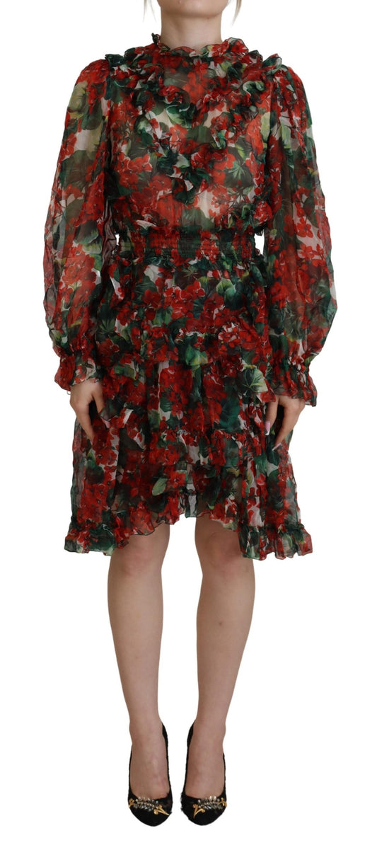 Robe trapèze longueur genou multicolore géranium Dolce & Gabbana