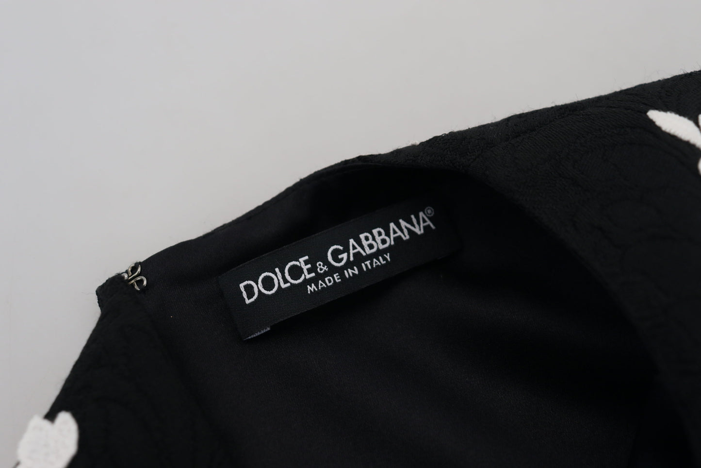 Robe trapèze à manches mi-longues et bordure en dentelle noire Dolce & Gabbana