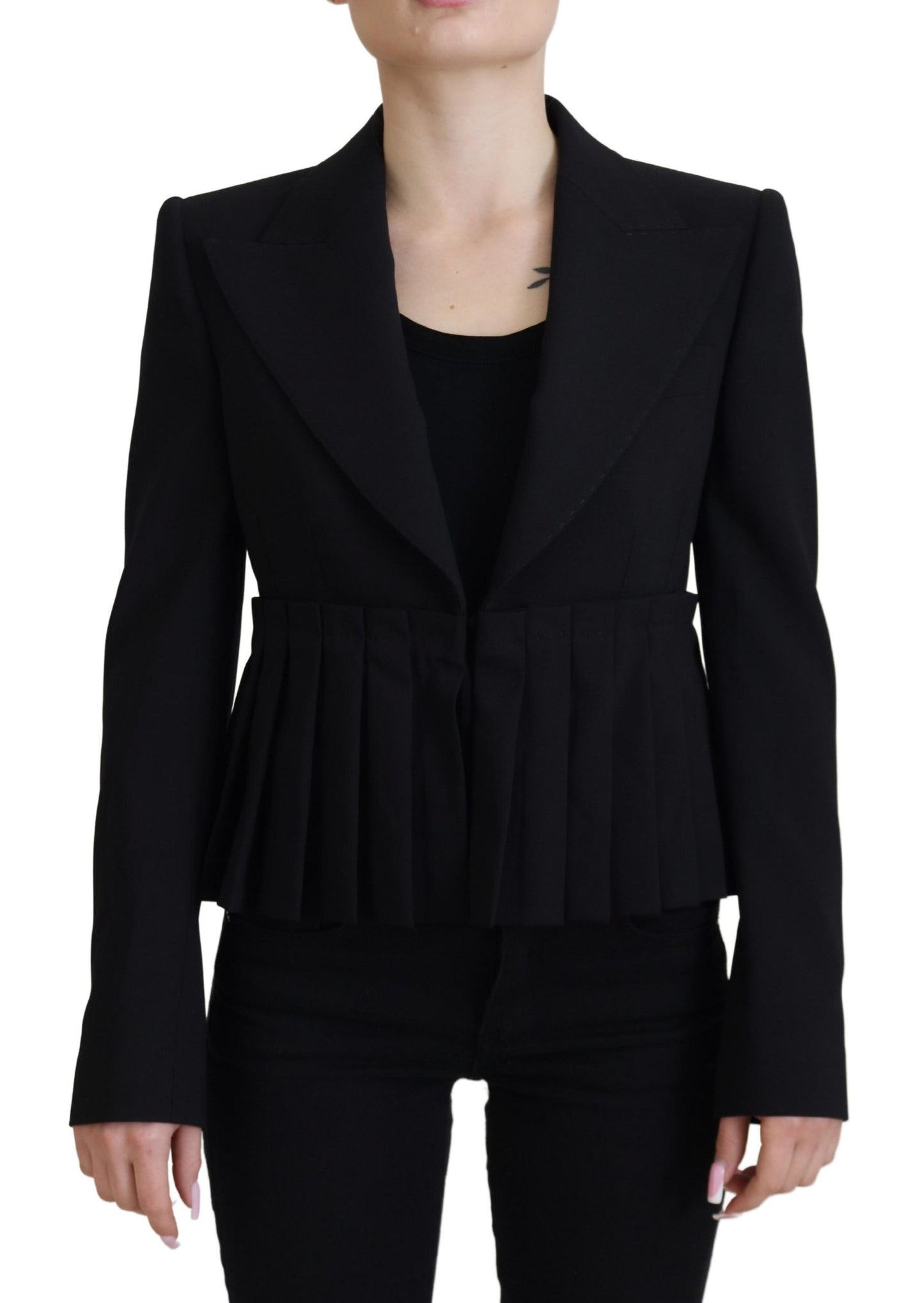 Veste blazer noire en laine à boutonnage simple Dolce & Gabbana