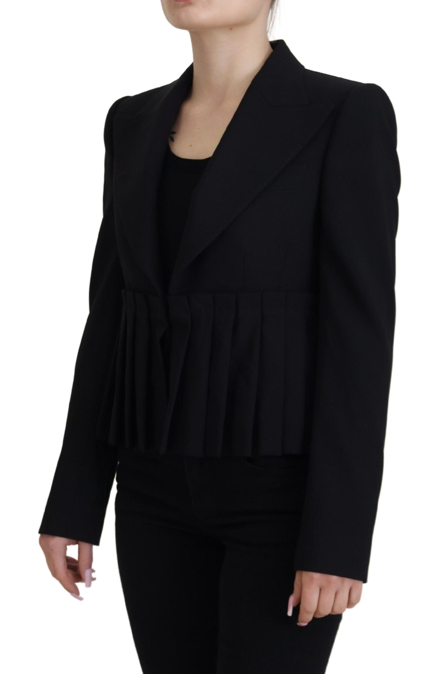 Veste blazer noire en laine à boutonnage simple Dolce & Gabbana