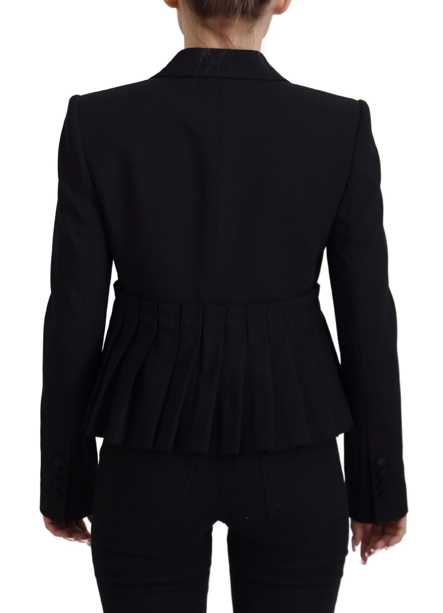 Veste blazer noire en laine à boutonnage simple Dolce & Gabbana