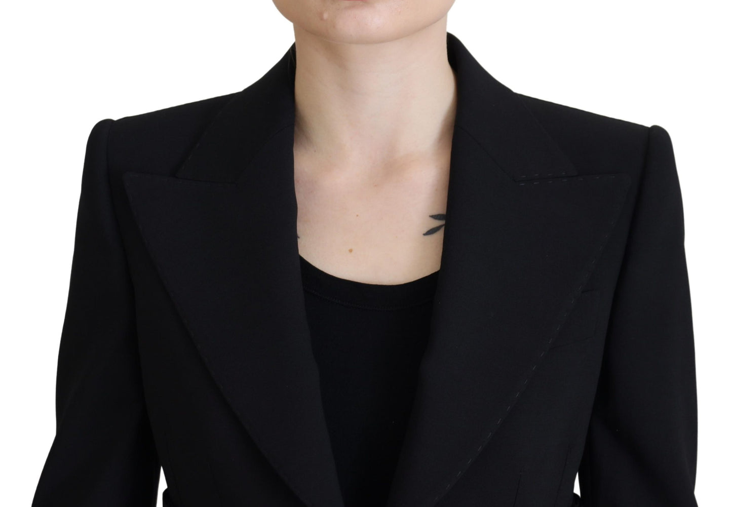 Veste blazer noire en laine à boutonnage simple Dolce & Gabbana