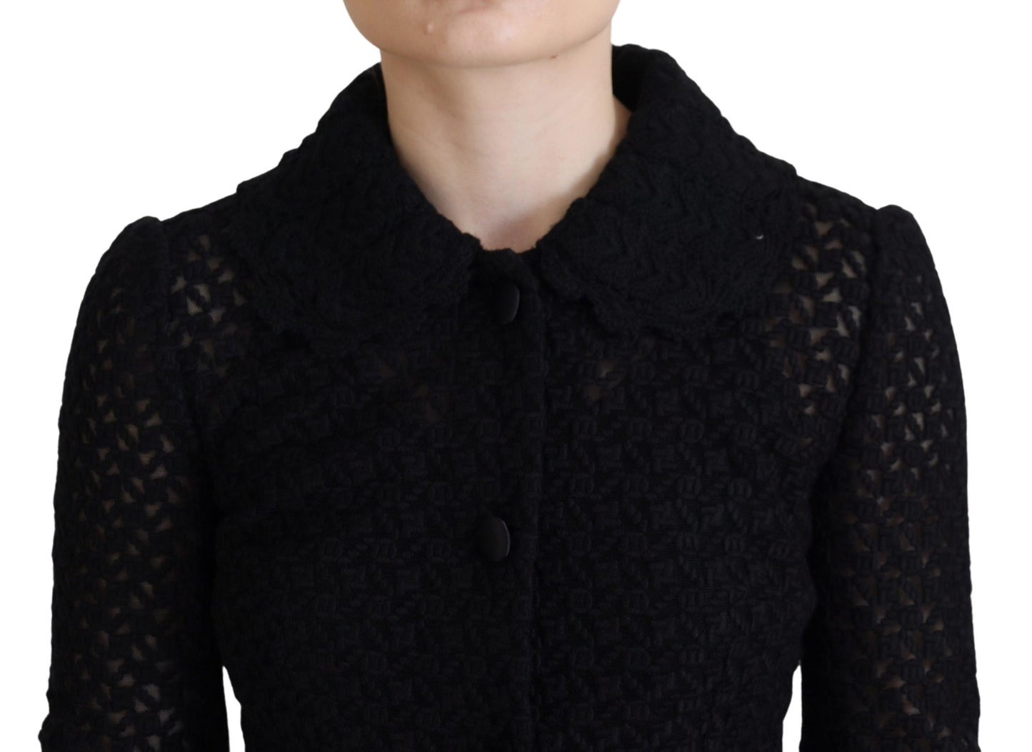 Veste à col boutonné en laine noire Dolce & Gabbana