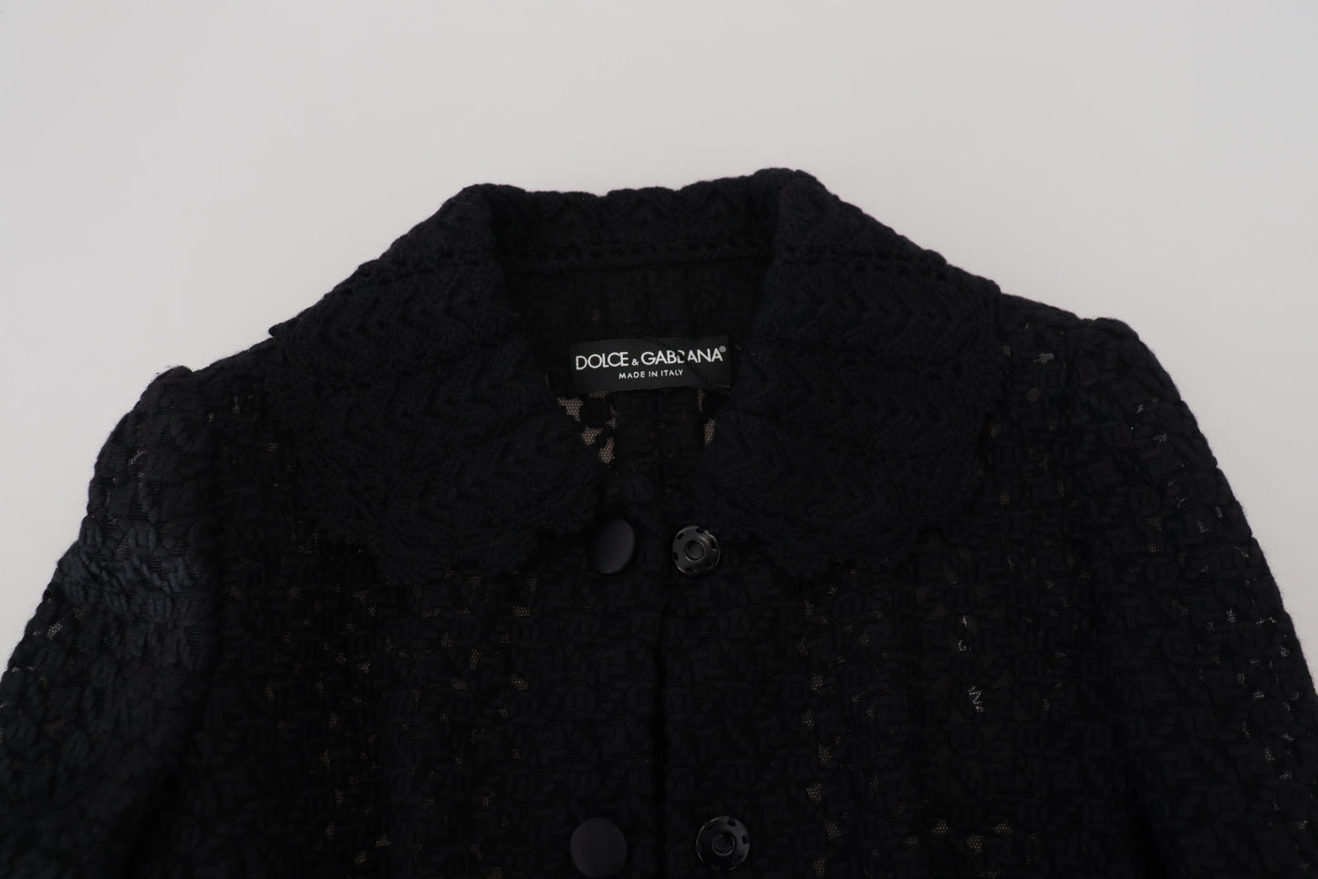 Veste à col boutonné en laine noire Dolce & Gabbana