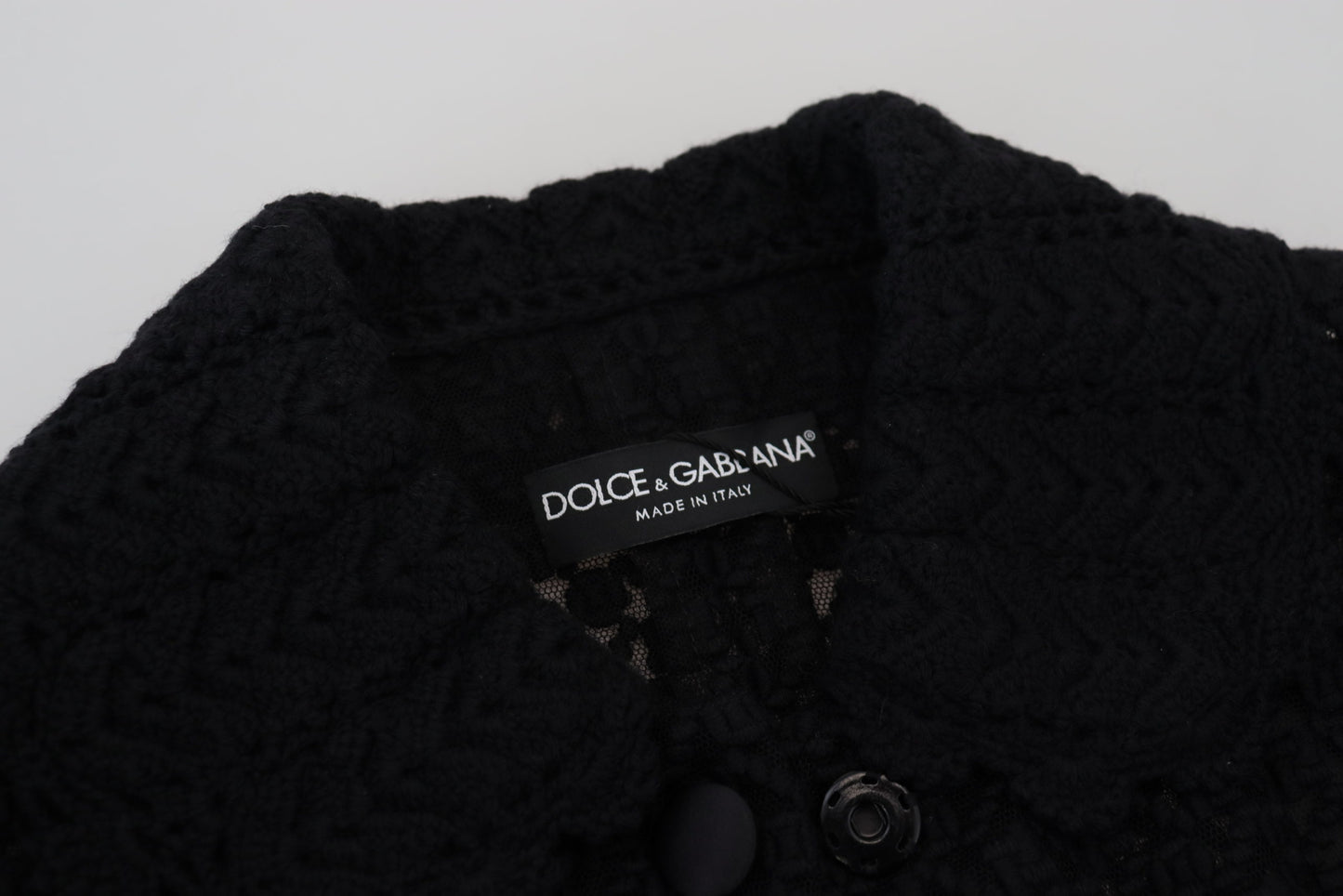 Veste à col boutonné en laine noire Dolce & Gabbana