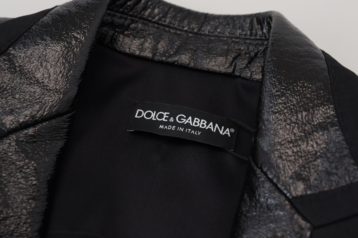 Dolce & Gabbana - Blazer court noir à manches longues en coton