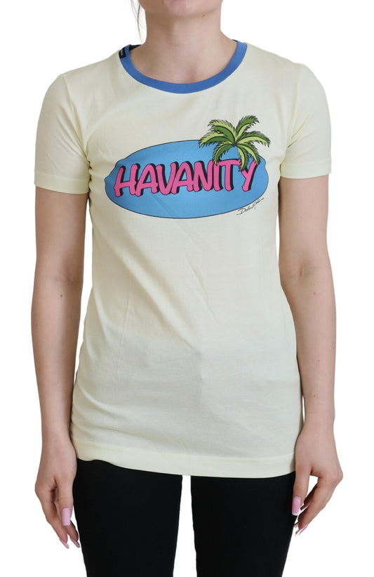 T-shirt col rond Dolce & Gabbana en coton jaune Havanity