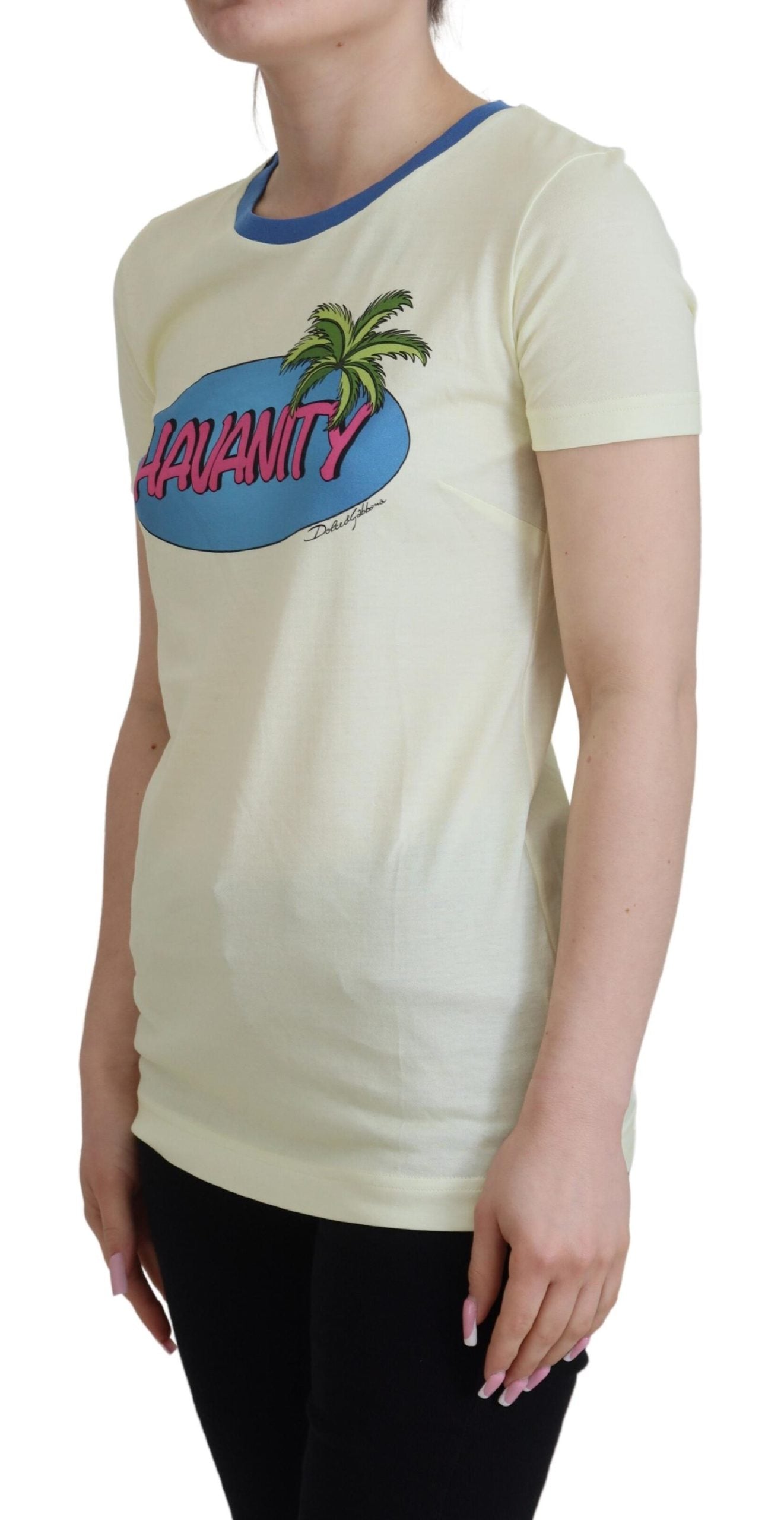 T-shirt col rond Dolce & Gabbana en coton jaune Havanity